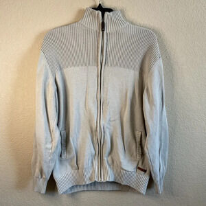 Newport Mens Full Zip Knit Cardigan Mock Neck Sweater‎ Size Large